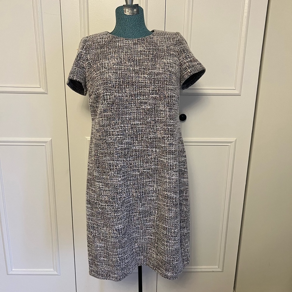 Calvin Klein sheath dress in multi color boucle.